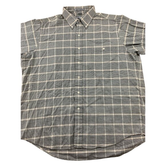 Van Heusen Mens Top Button Up Long Sleeve Gray Plaid Dress Shirt Size 17.5 32/33 - Picture 4 of 14
